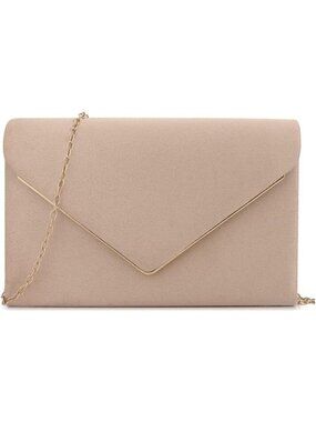 🆕 Women Cream Clutch Evening Purse Evening Party Velvet Suede Pleated Handbag